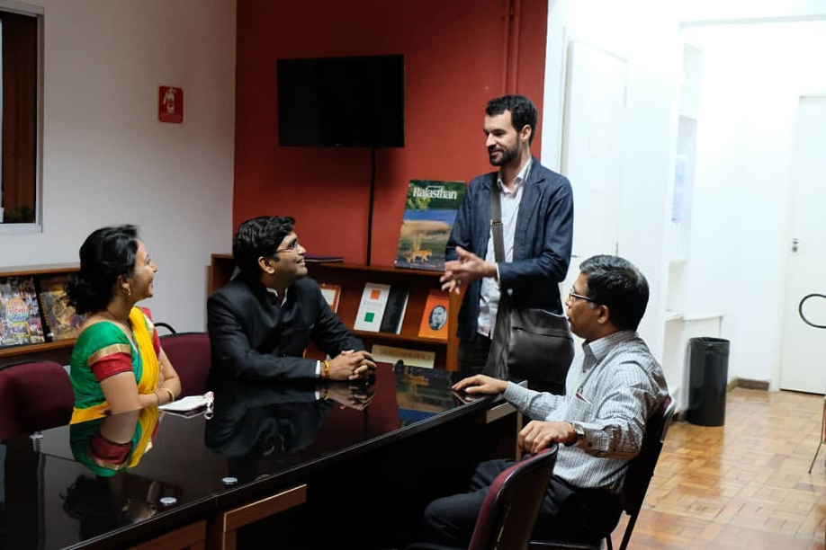 Discussion on the Future of Ayurveda in Brazil with the Indian Ambassador and Dr. Abhijeet Shirkande and Dr. Ankita Shirkande at the Indian Cultural Centre in São Paulo