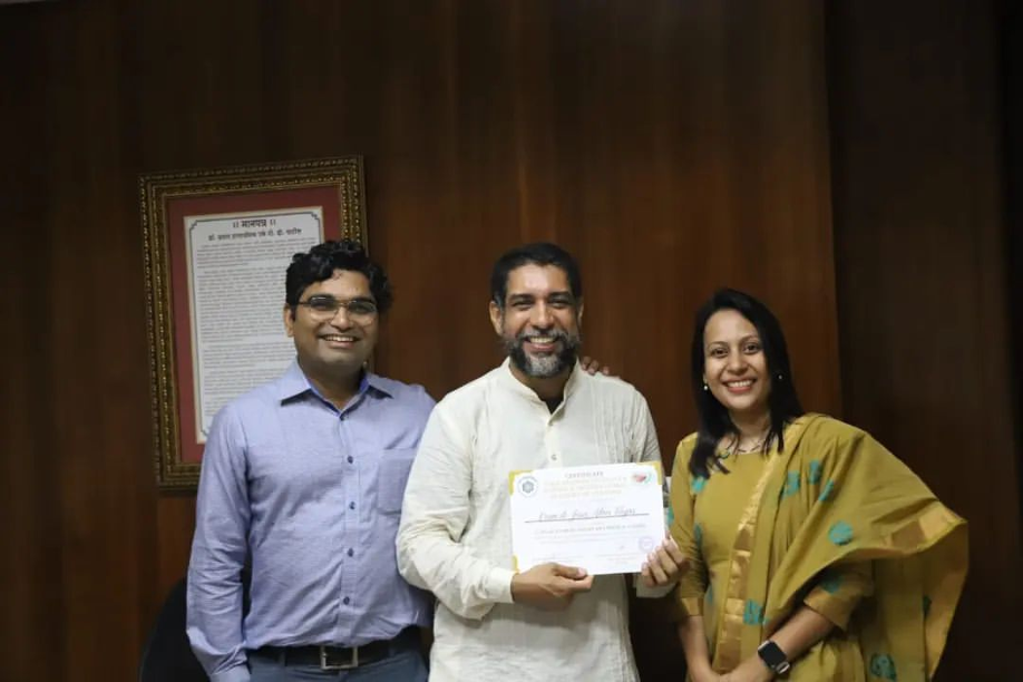 During the Appreciation Ceremony for the Brazilian Group, Dr. Abhijeet Shirkande and Dr. Ankita Shirkande celebrated the group's dedication and commitment to their Ayurvedic learning journey